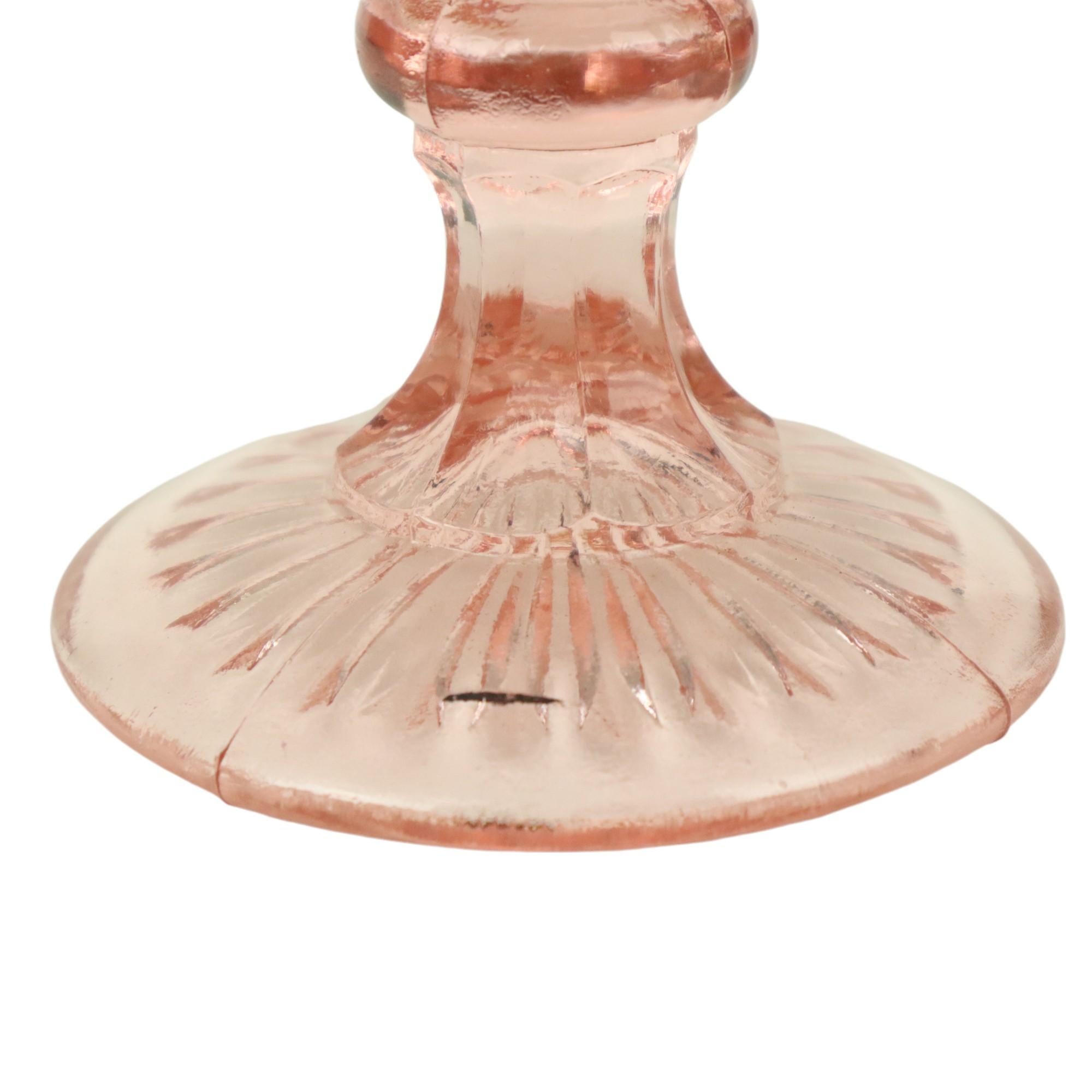 Plato Pastel Art Decó Rosa Plato Pastel Depresión Vidrio 27cm en venta 3