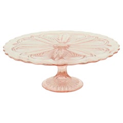 Art Deco Pink Cake Dish Cake Dish Depression Glass 27cm