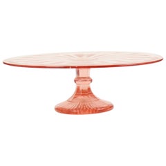 Art Deco Pink Cake Dish Rosaline Depression Glass Verrerie Scailmont