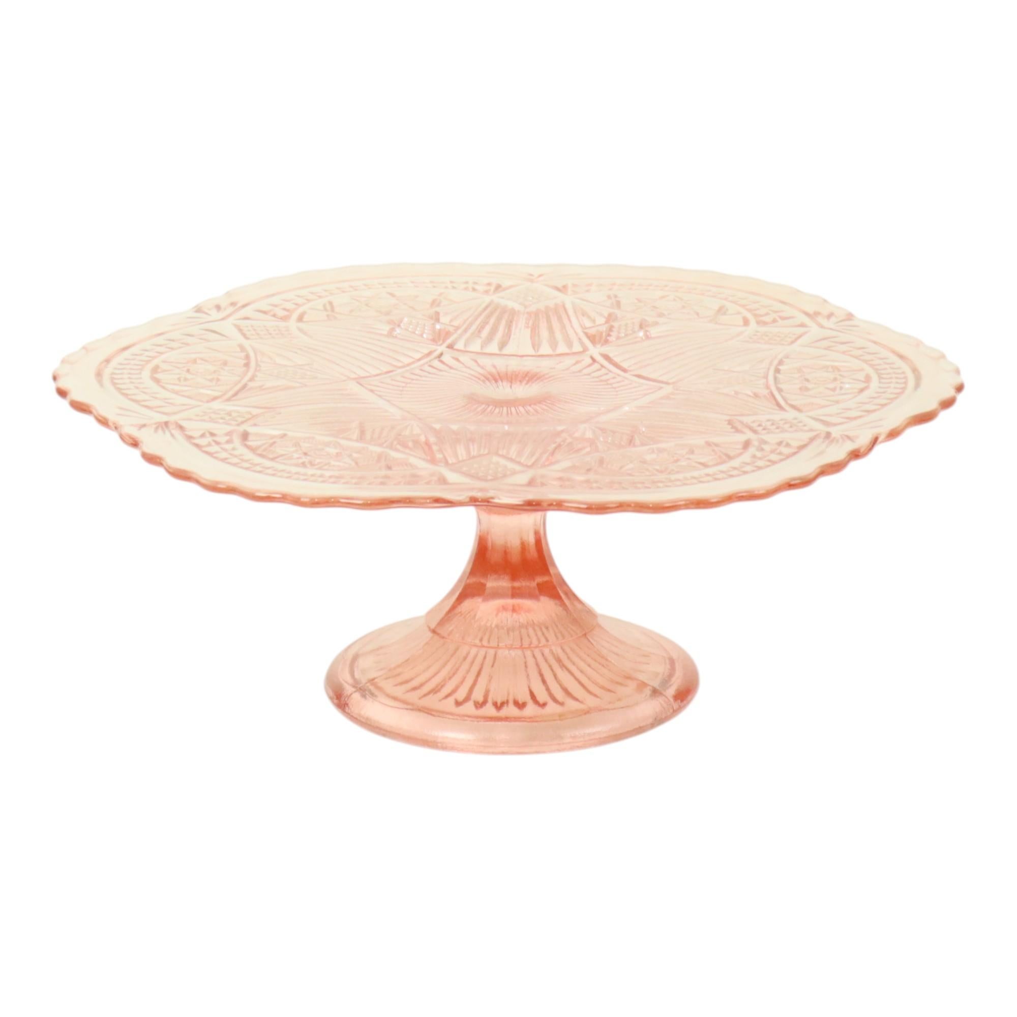 Art Deco Pink Cake Stand Standard Depression Glass 33cm For Sale 5