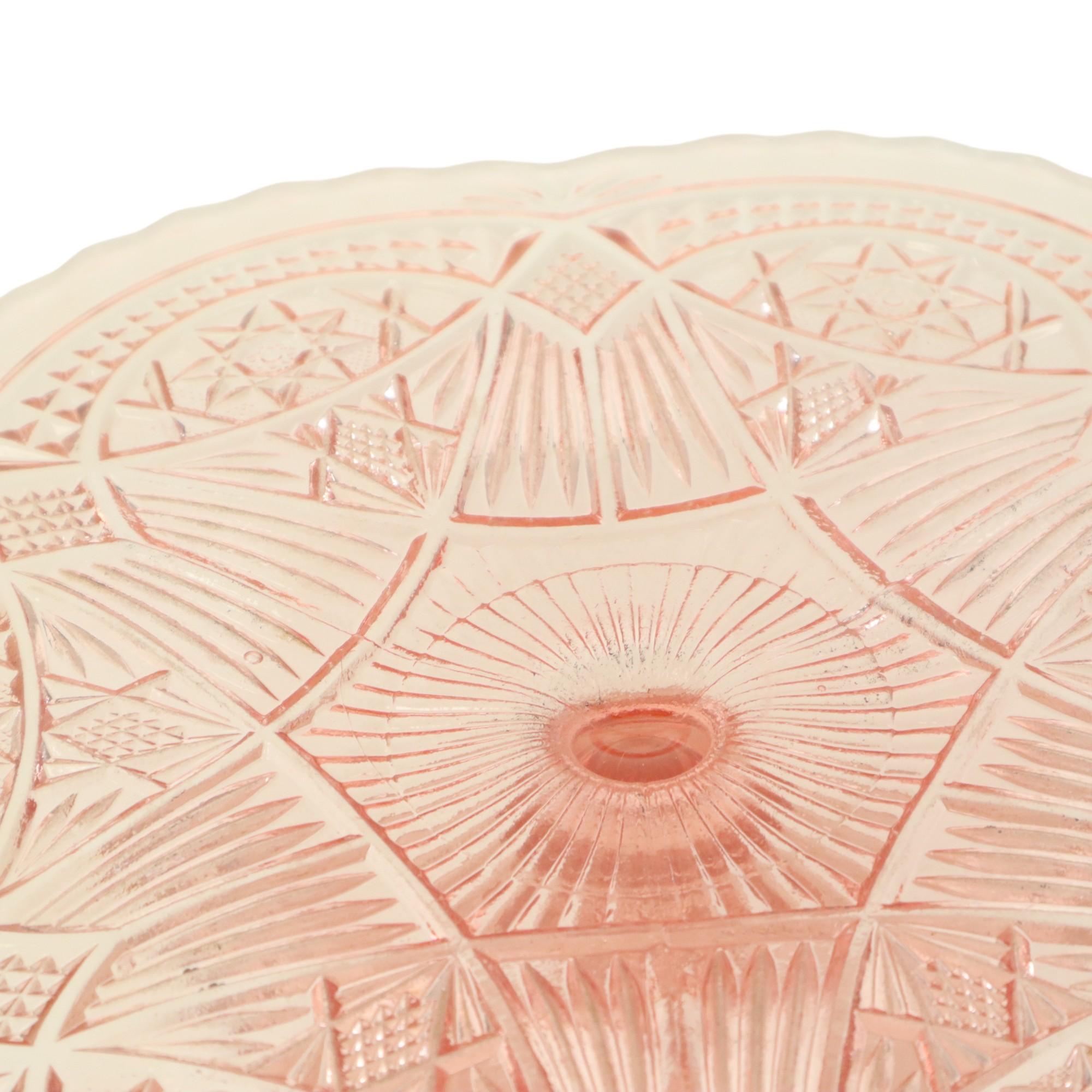Art Deco Pink Cake Stand Standard Depression Glass 33cm For Sale 8