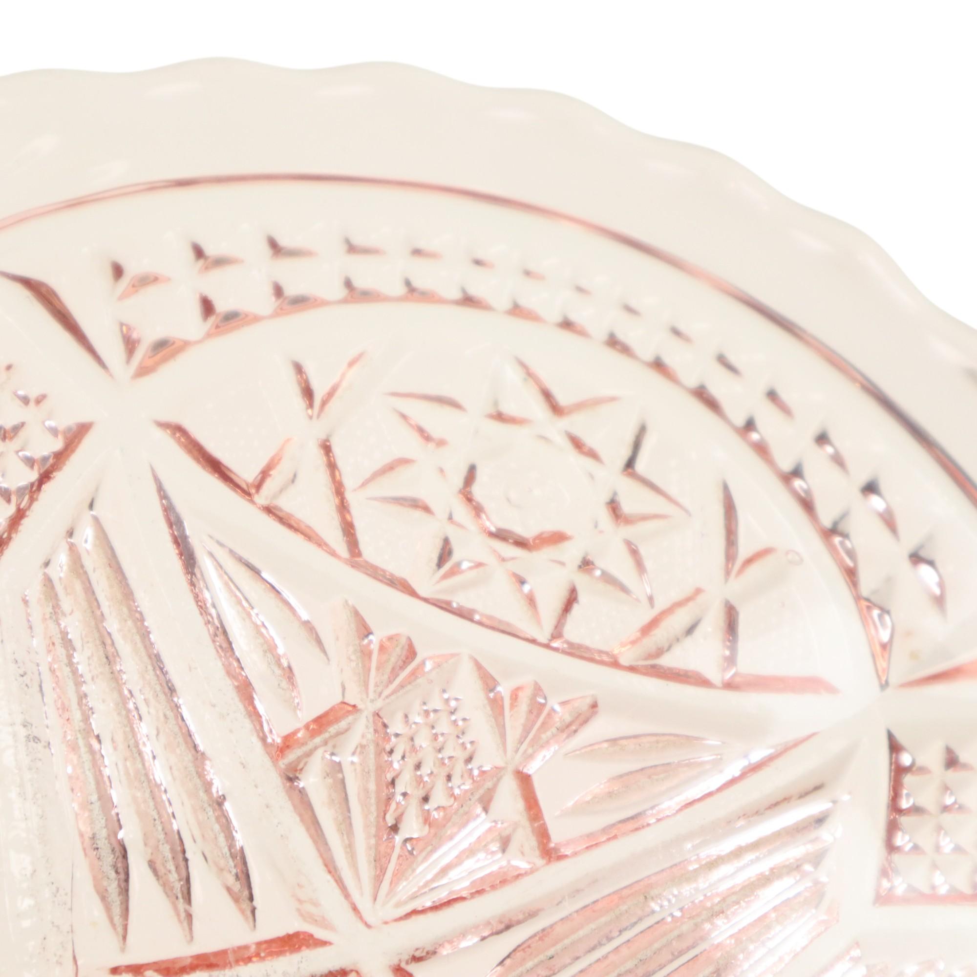Art Deco Pink Cake Stand Standard Depression Glass 33cm In Good Condition For Sale In Poperinge, BE