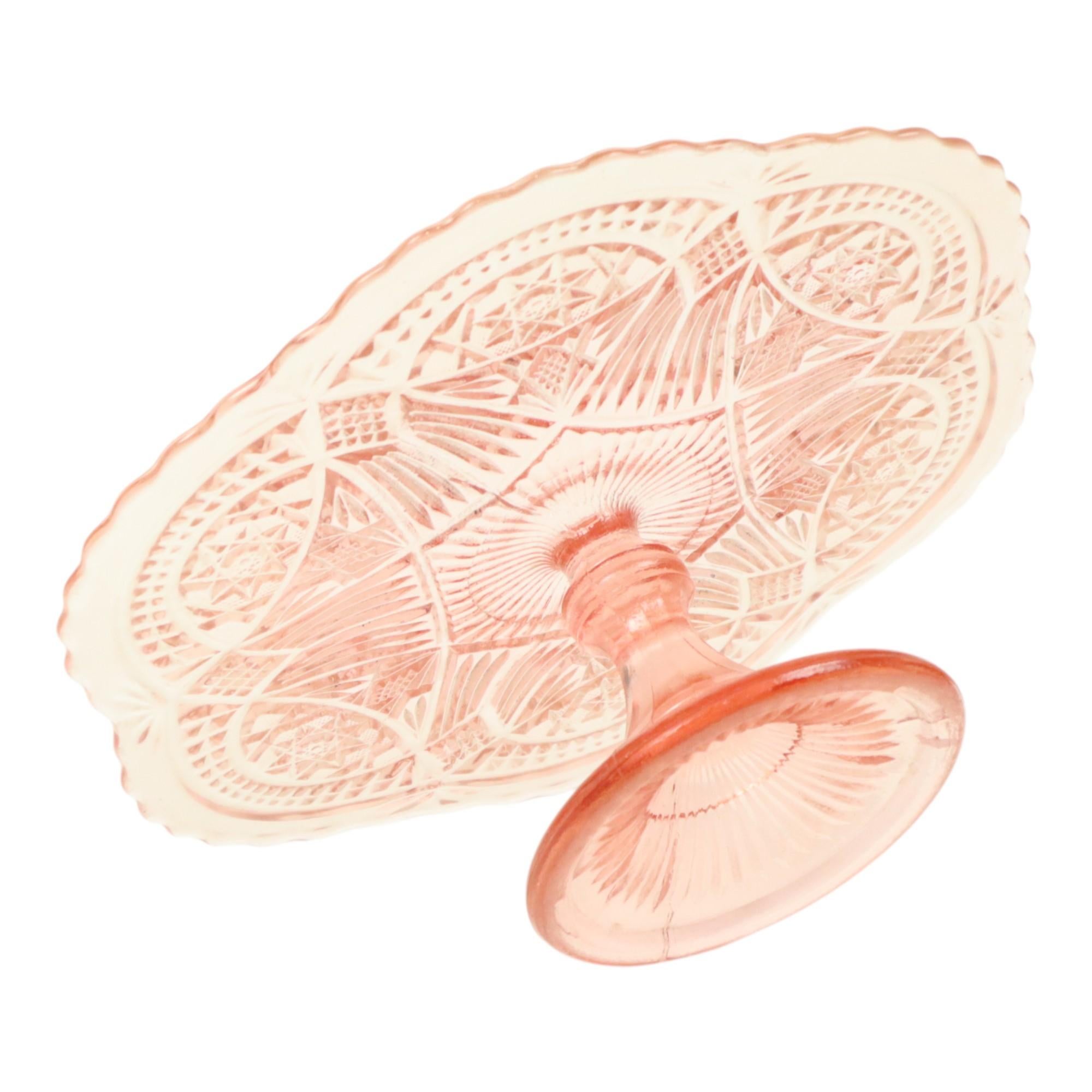 Art Deco Pink Cake Stand Standard Depression Glass 33cm For Sale 3