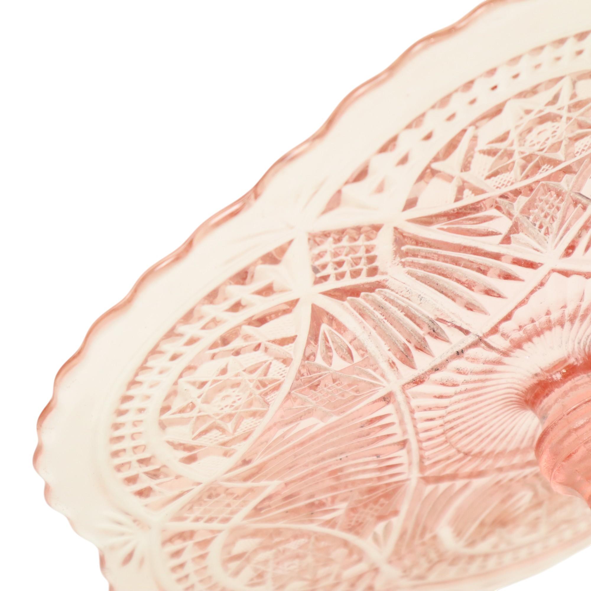 Art Deco Pink Cake Stand Standard Depression Glass 33cm For Sale 4