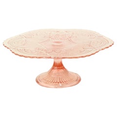 Art Deco Pink Cake Stand Standard Depression Glass 33cm