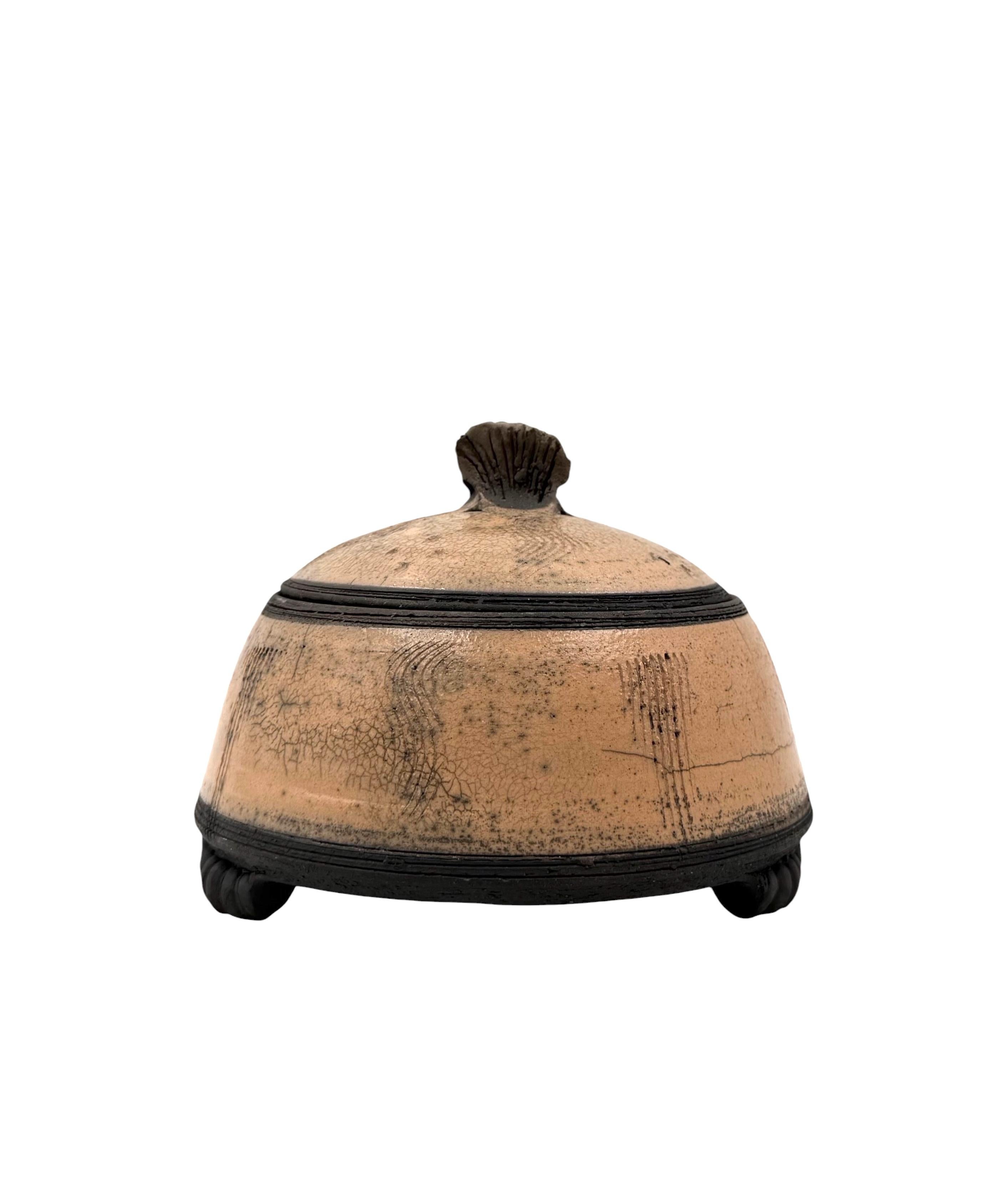 Art Deco pink ceramic box / sugar bowl, France 1940s en venta 1