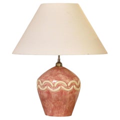 Art Deco Pink Ceramic Table Lamp, France, 1930s