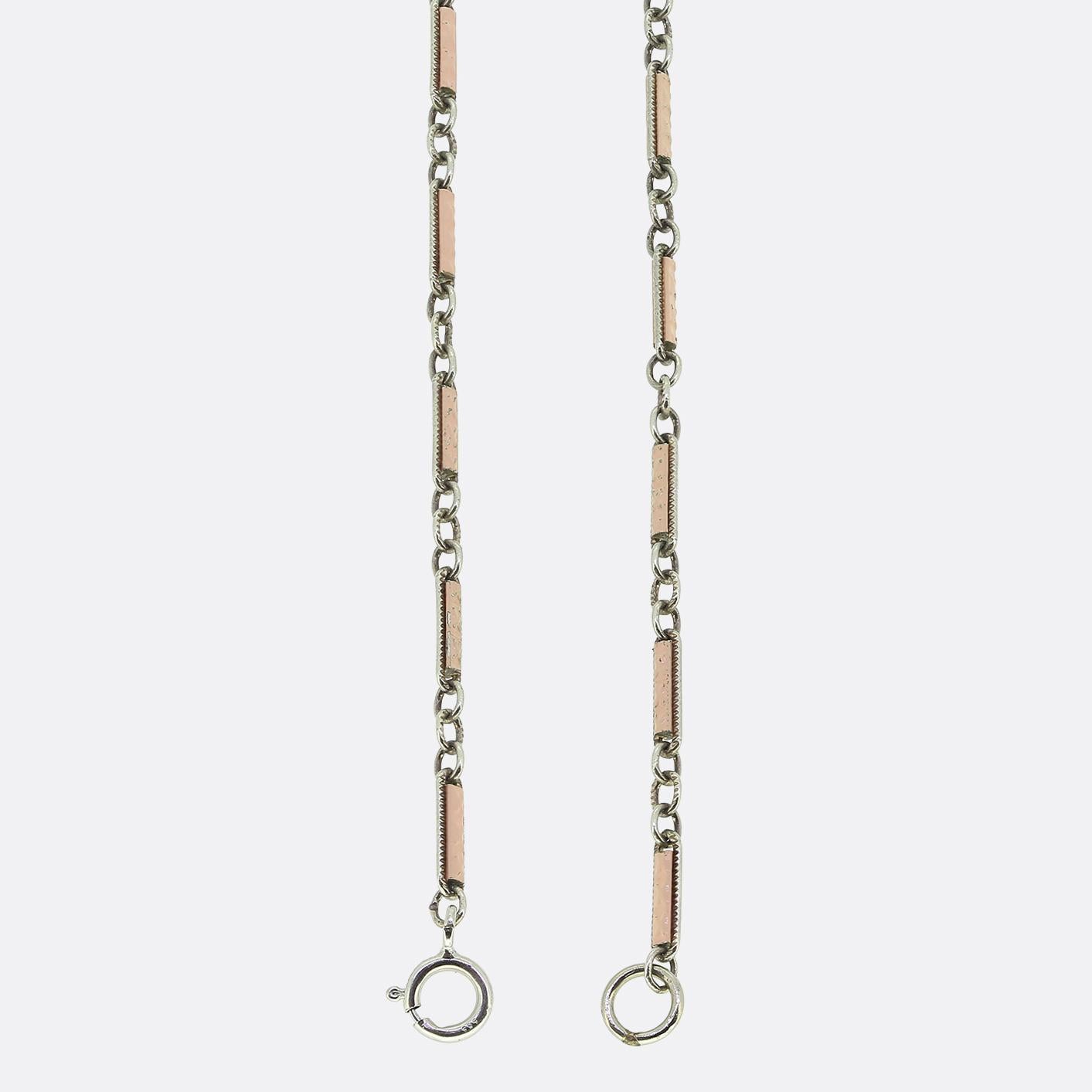 Collana Longuard con smalto rosa Art Deco In condizioni buone in vendita a London, GB