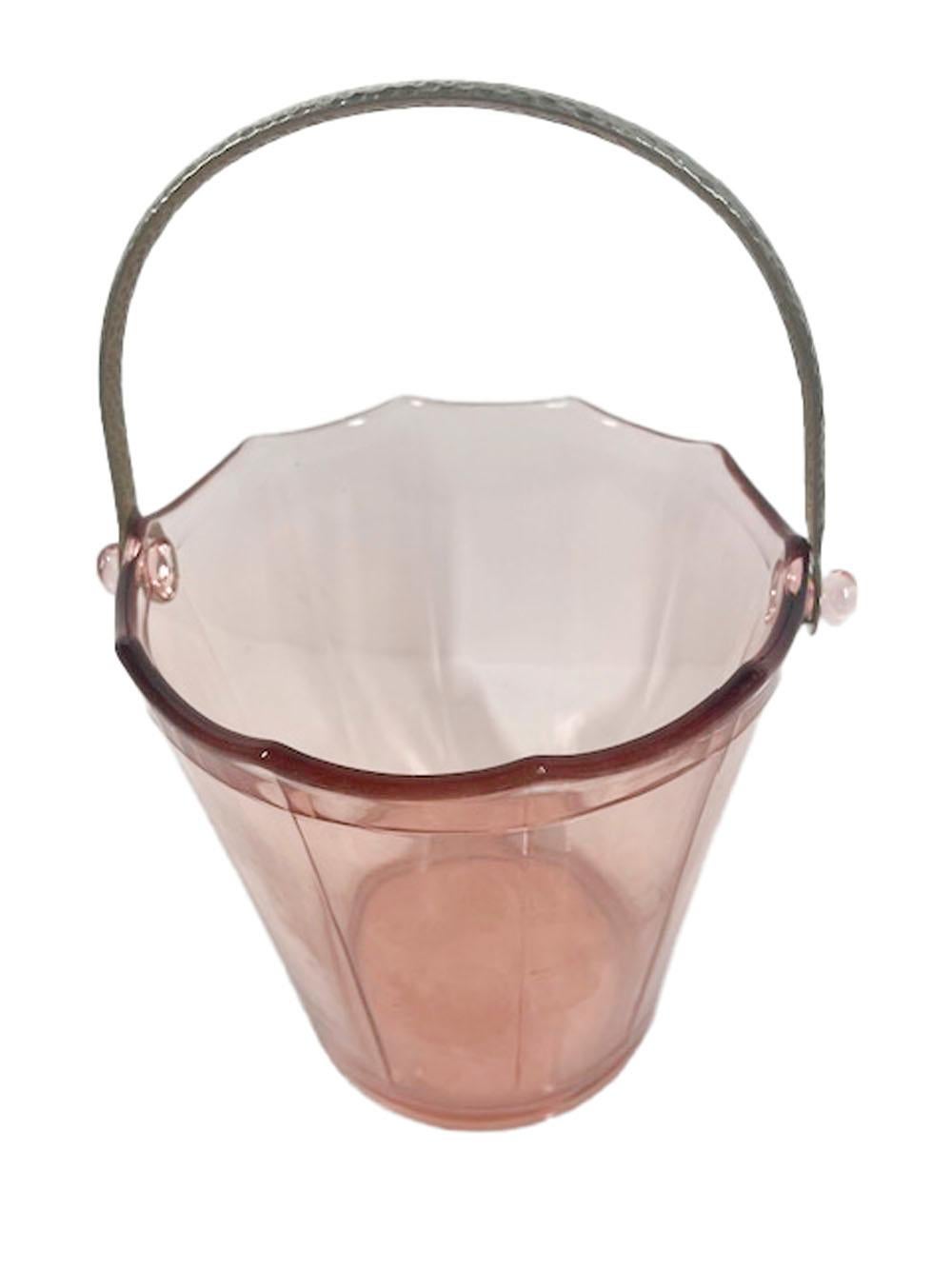 Pinker Art-Déco-Eiskübel aus Glas von Cambridge Glass mit dem „Elegant Glass“-Muster (Art déco) im Angebot