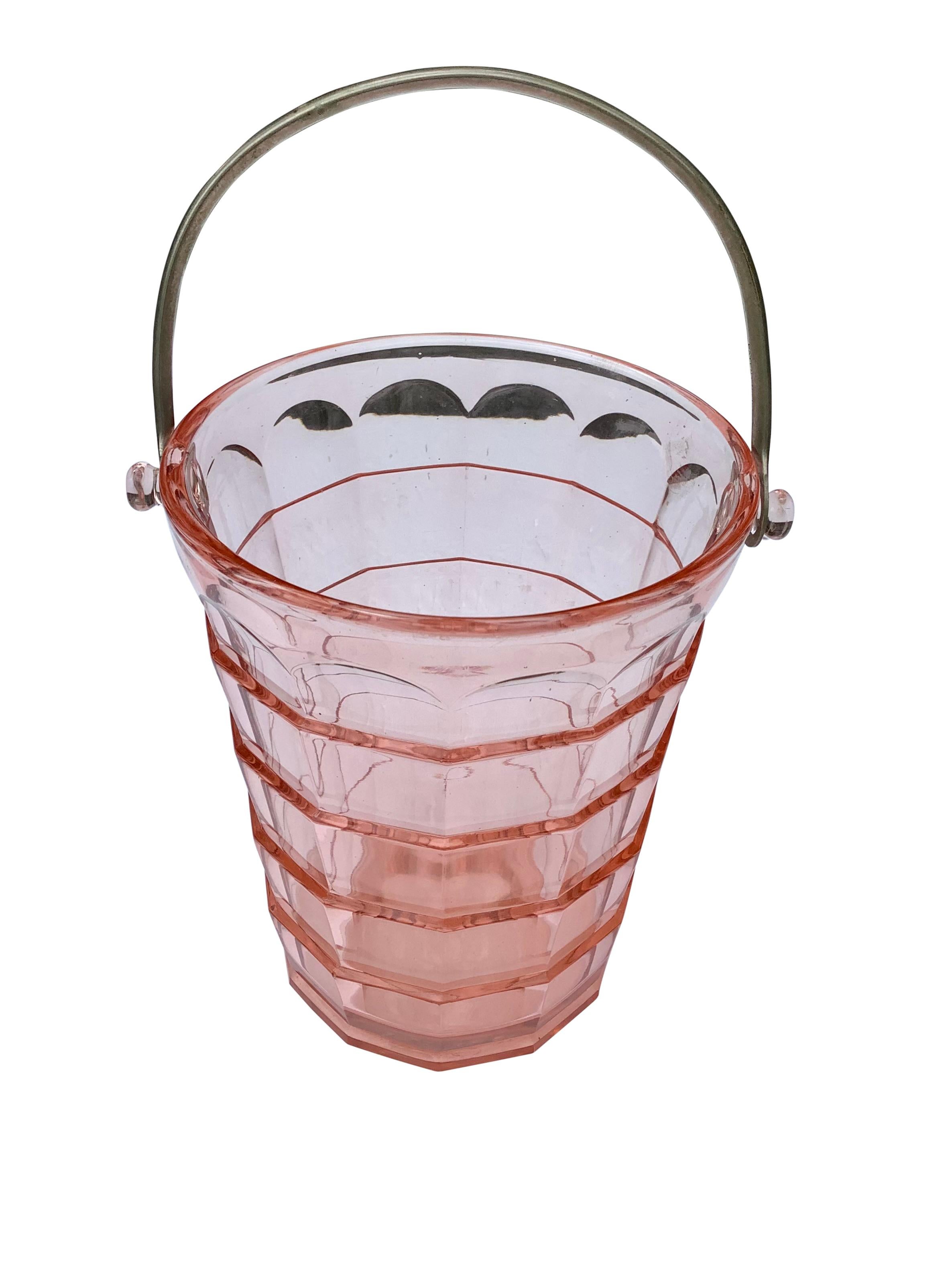 pink depression glass ice bucket