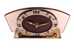 Art Deco Pink Glass Mantle Clock By Smiths Clocks Ltd