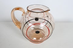 Art Deco Pink Glass Model #1151 Kitchen Juice or Water Jug / Pitcher by Dunbar