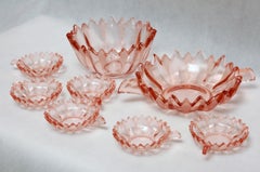 Art Deco Pink Glass Plate Service, Germany, 1930s, Set of 8
