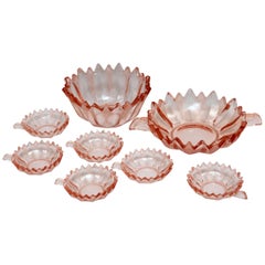 Vintage Art Deco Pink Glass Plate Service, Germany, 1930s, Set of 8