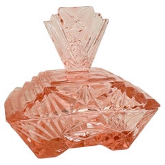 Art Deco pink Glass Trinket Decorative Vanity Box, vintage Austria 1930s