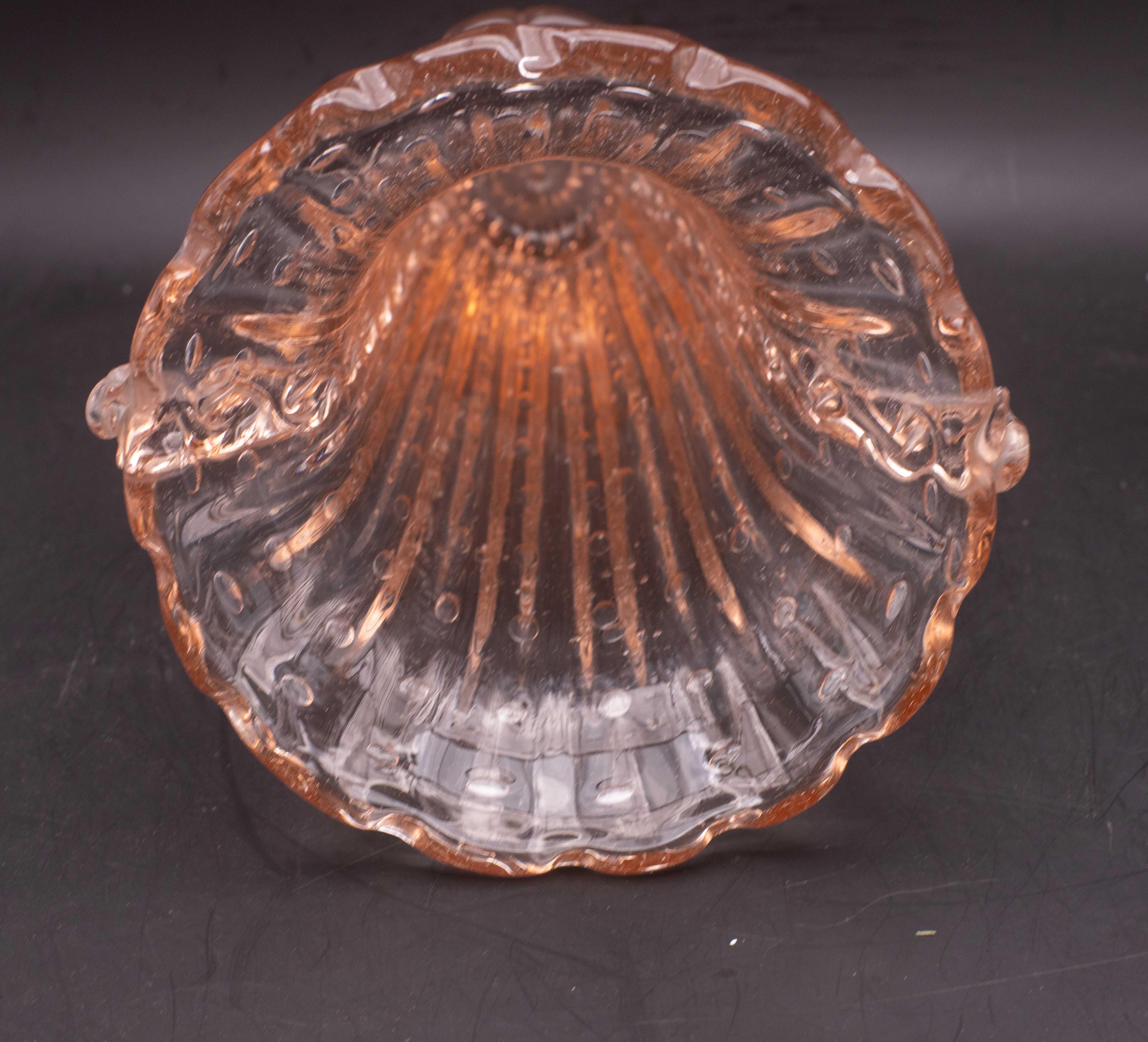 Vaso Bullicante di Murano Art Decò rosa di grandi dimensioni di Barovier&Toso, anni '50 in vendita 2