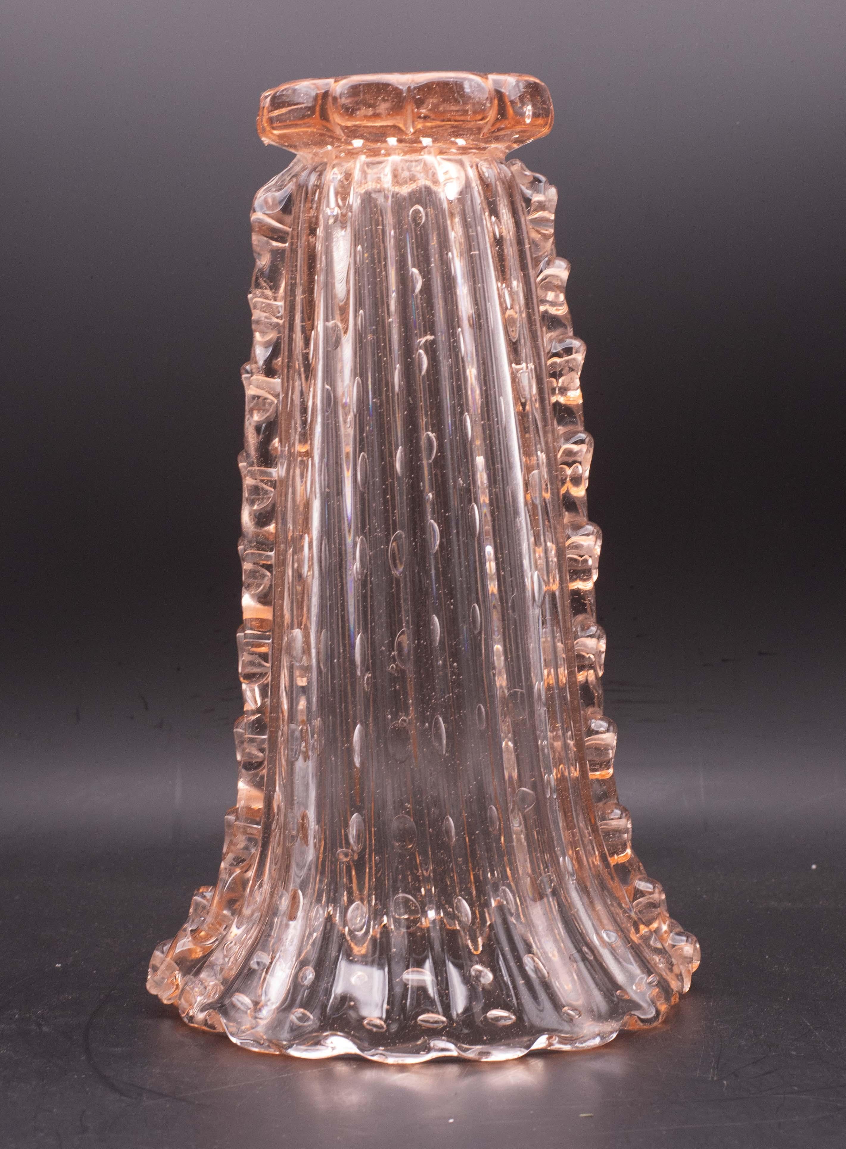 Vaso Bullicante di Murano Art Decò rosa di grandi dimensioni di Barovier&Toso, anni '50 in vendita 3
