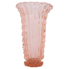 Art Decò Pink Large Size Murano Bullicante Vase by Barovier & Toso, 1950s