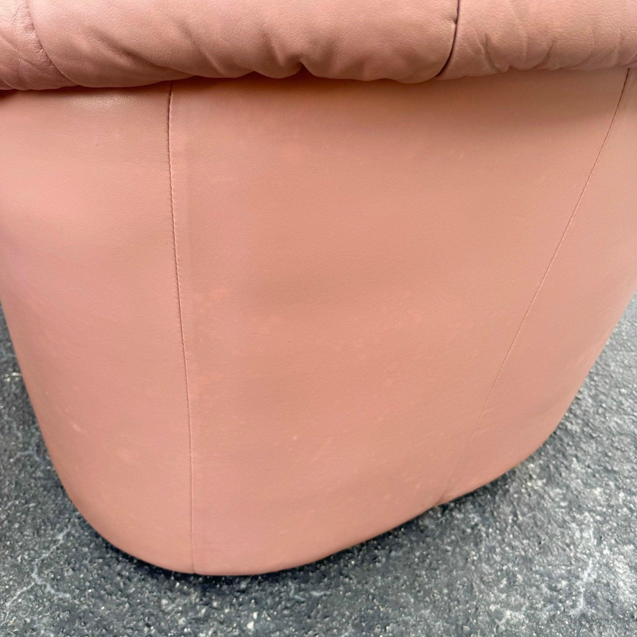 Art Deco Pink Leather Sofa, Love Seat and Lounge Chair Set - 3 Pieces 4