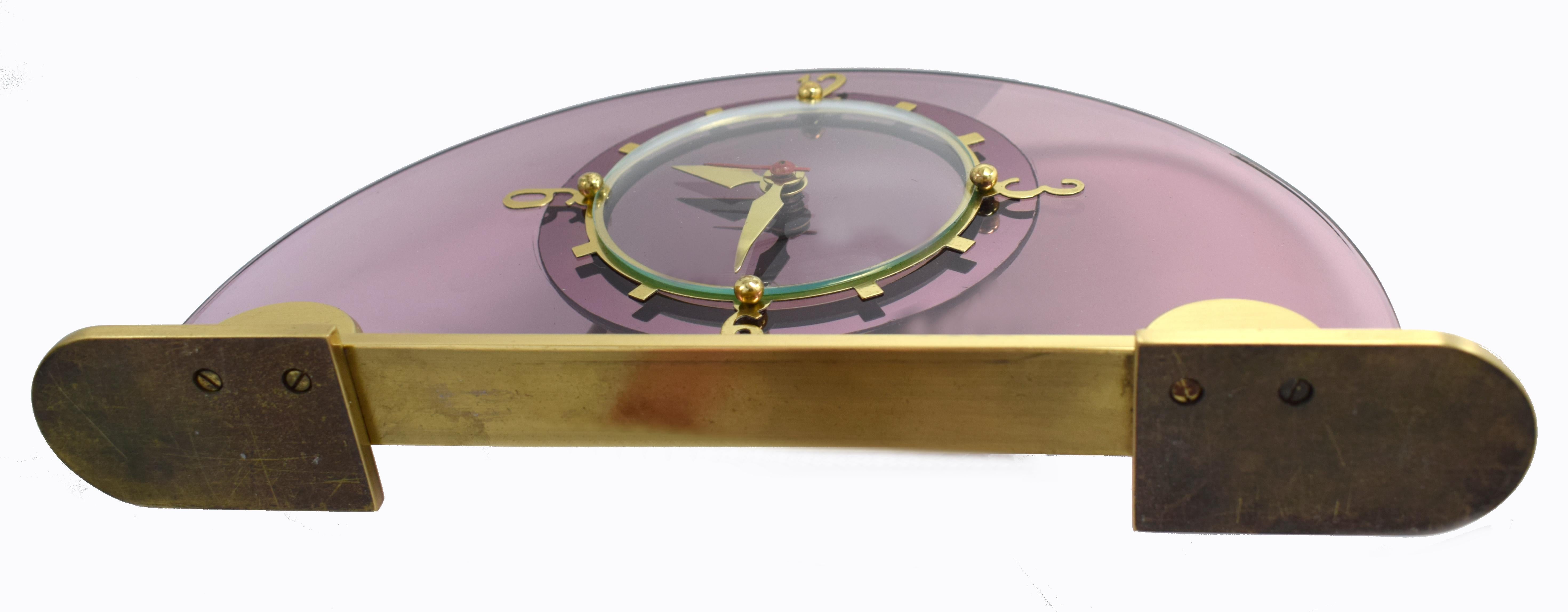 Art Deco Pink Mantle Clock by Smiths Clock Makers, circa 1930 In Excellent Condition In Devon, England