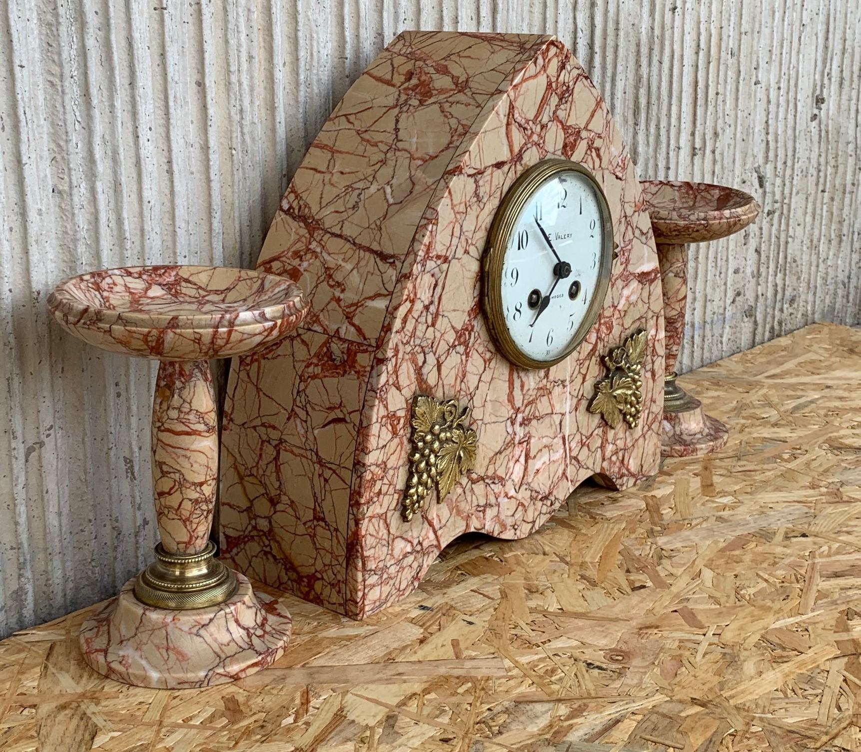 art deco clock garniture set
