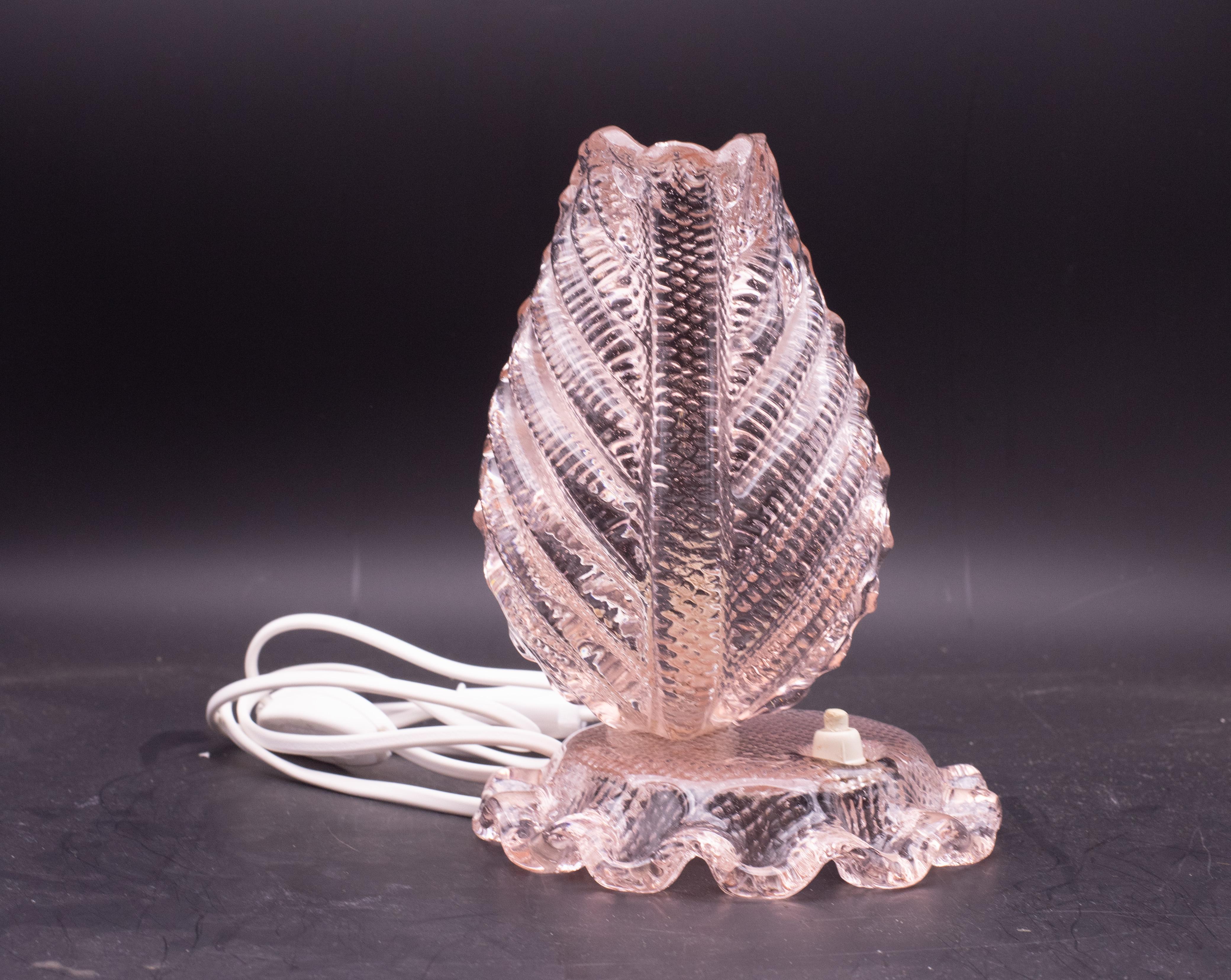 European Art Deco Pink Murano Glass Table Lamps Barovier & Toso, 1940 For Sale