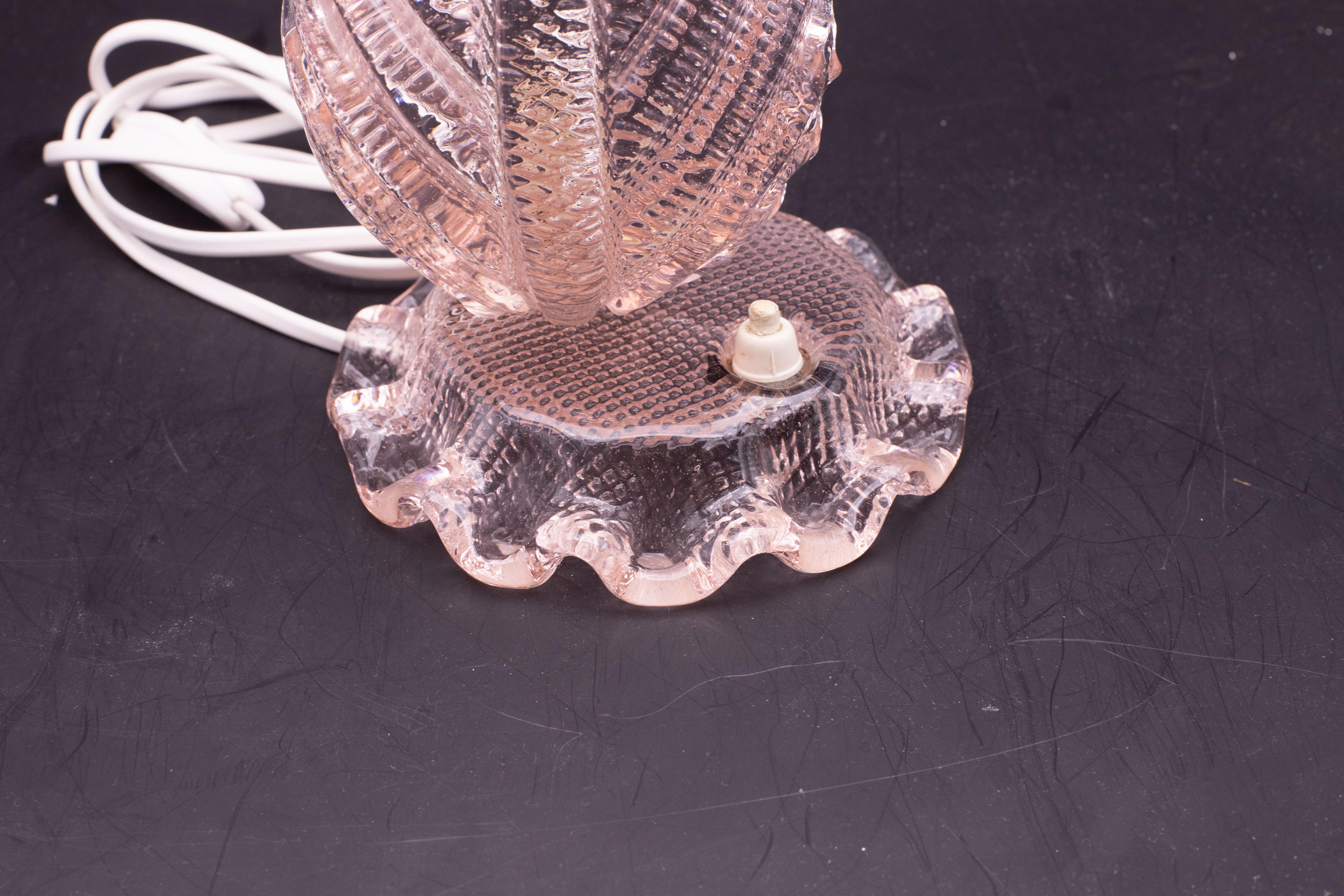 Mid-20th Century Art Deco Pink Murano Glass Table Lamps Barovier & Toso, 1940 For Sale