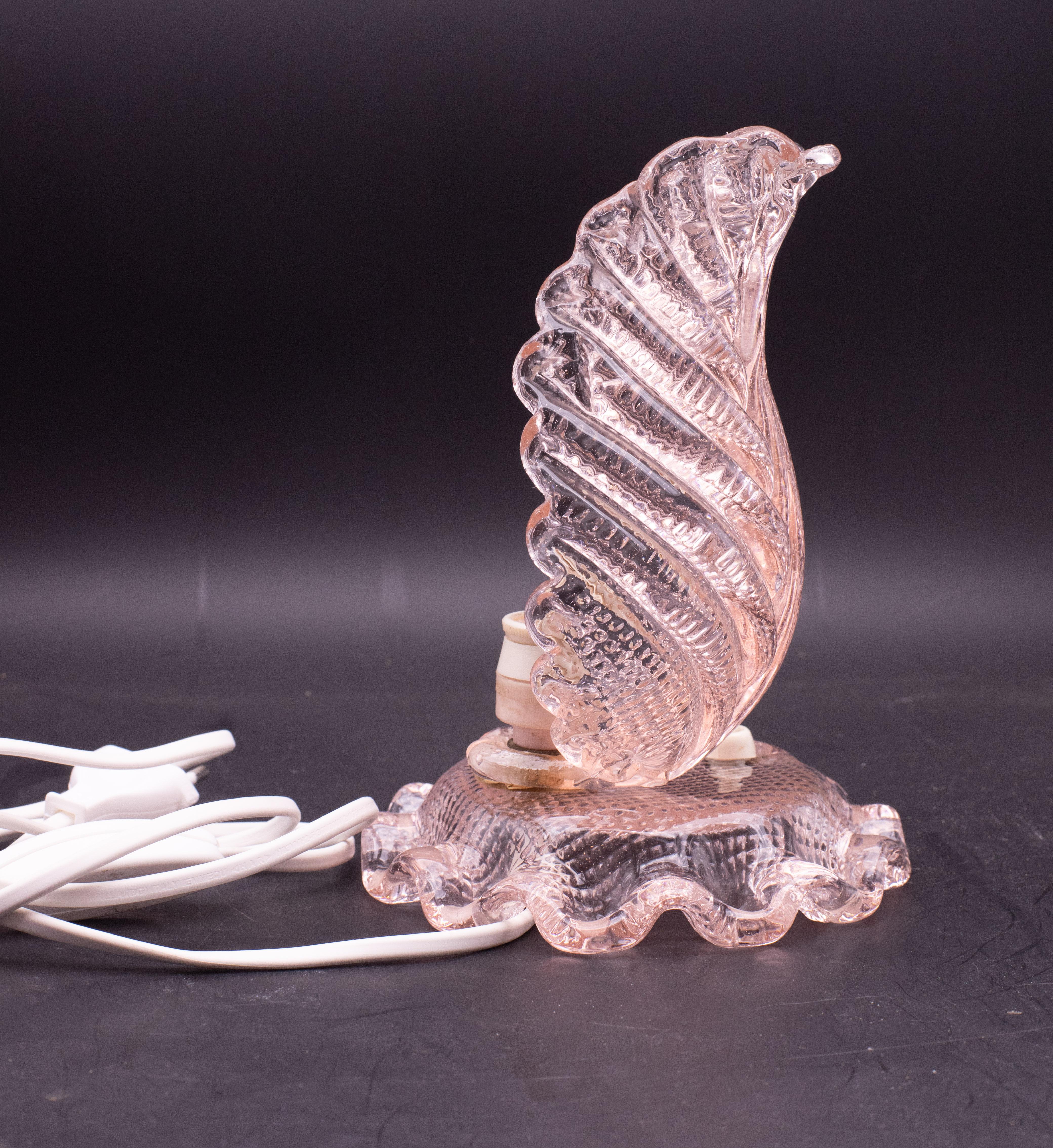 Art Deco Pink Murano Glass Table Lamps Barovier & Toso, 1940 For Sale 2