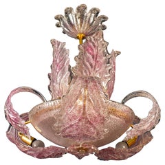 Art Deco Pink Ninfea Murano Glass Chandelier by Barovier Italy, 1940