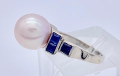 Art Deco Pink Pearl Sapphire White Gold Ring