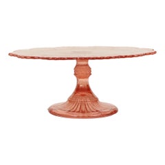 Art Deco Pink Rosaline Cake Plate Pastry Dish Depression Glass