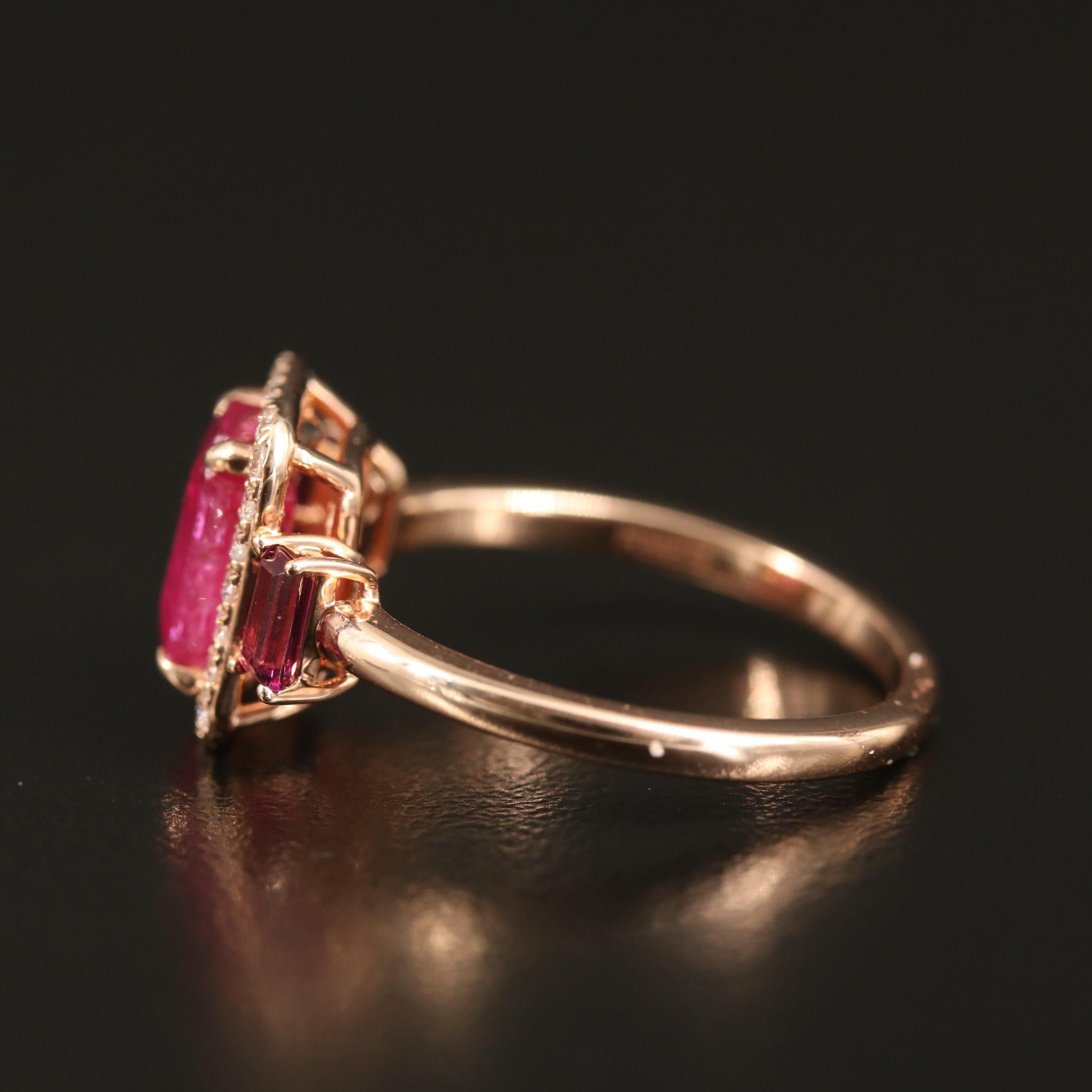 For Sale:  18K Gold 1.72 Carat Natural Ruby Diamond Antique Art Deco Style Engagement Ring 2