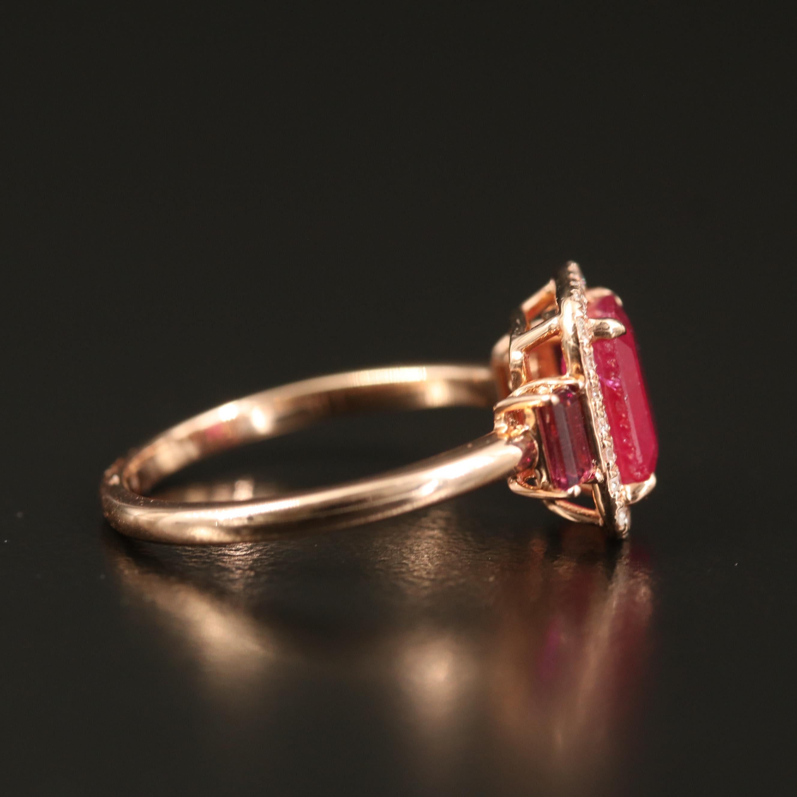 For Sale:  18K Gold 1.72 Carat Natural Ruby Diamond Antique Art Deco Style Engagement Ring 5