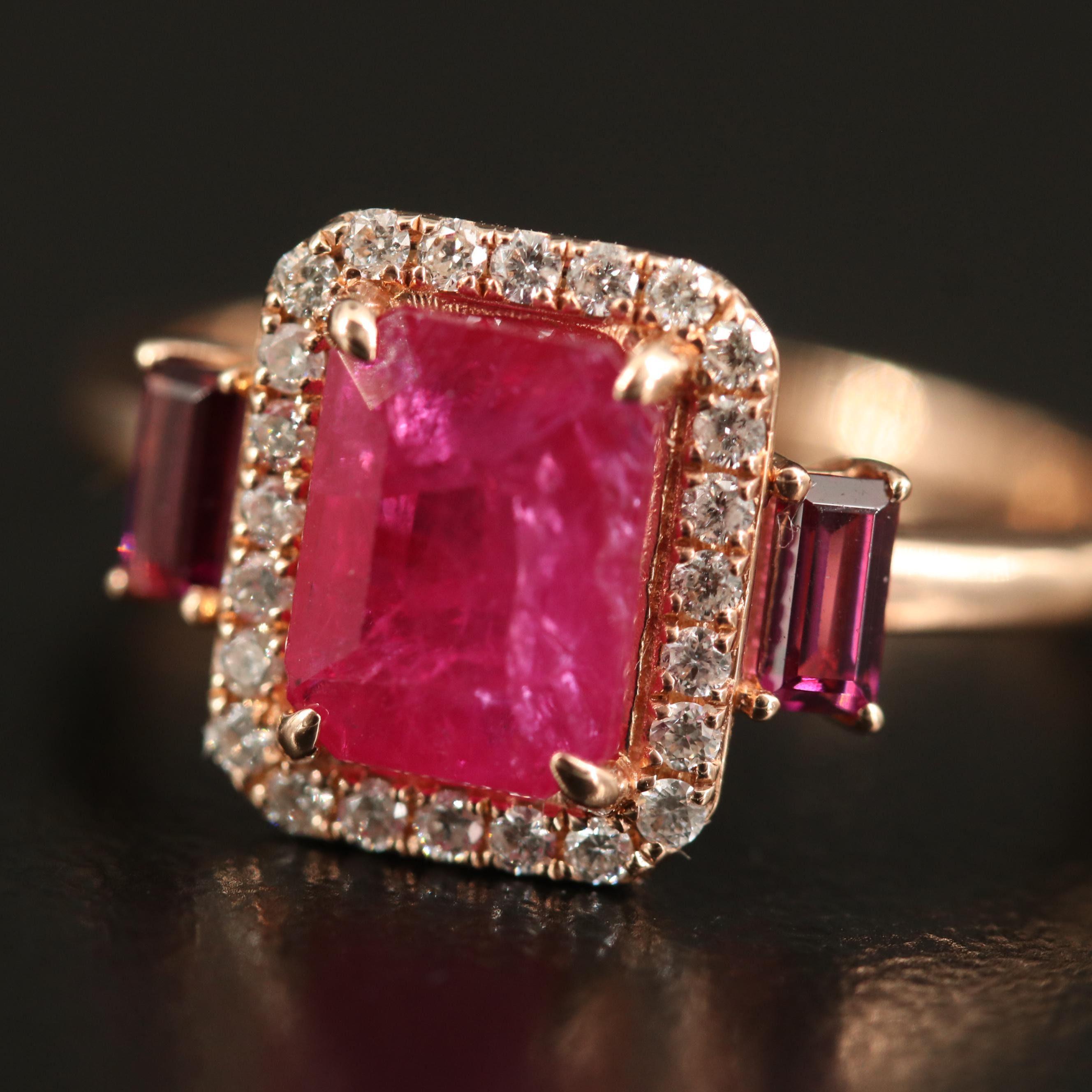 For Sale:  18K Gold 1.72 Carat Natural Ruby Diamond Antique Art Deco Style Engagement Ring 7