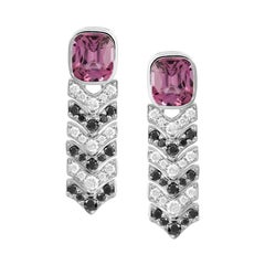 Art Deco Pink Spinel and Diamond 18K White Gold Dangle Earrings
