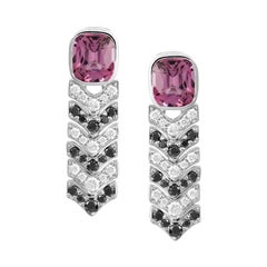 Art Deco Pink Spinel and Diamond 18K White Gold Dangle Earrings