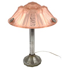Art Deco Pink Table Lamp, Muller Freres Luneville, France, circa 1920s
