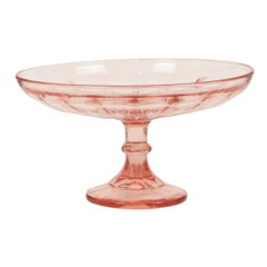 Art Deco Pink Tall Fruit Bowl Rosaline Depression Glass 28cm