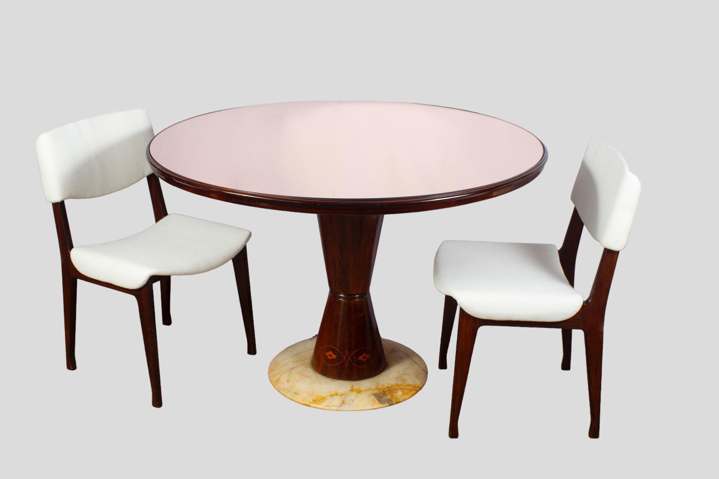 Art Deco Pink Top Dining or Center Table Attributed. to Osvaldo Borsani  In Good Condition In Rome, IT