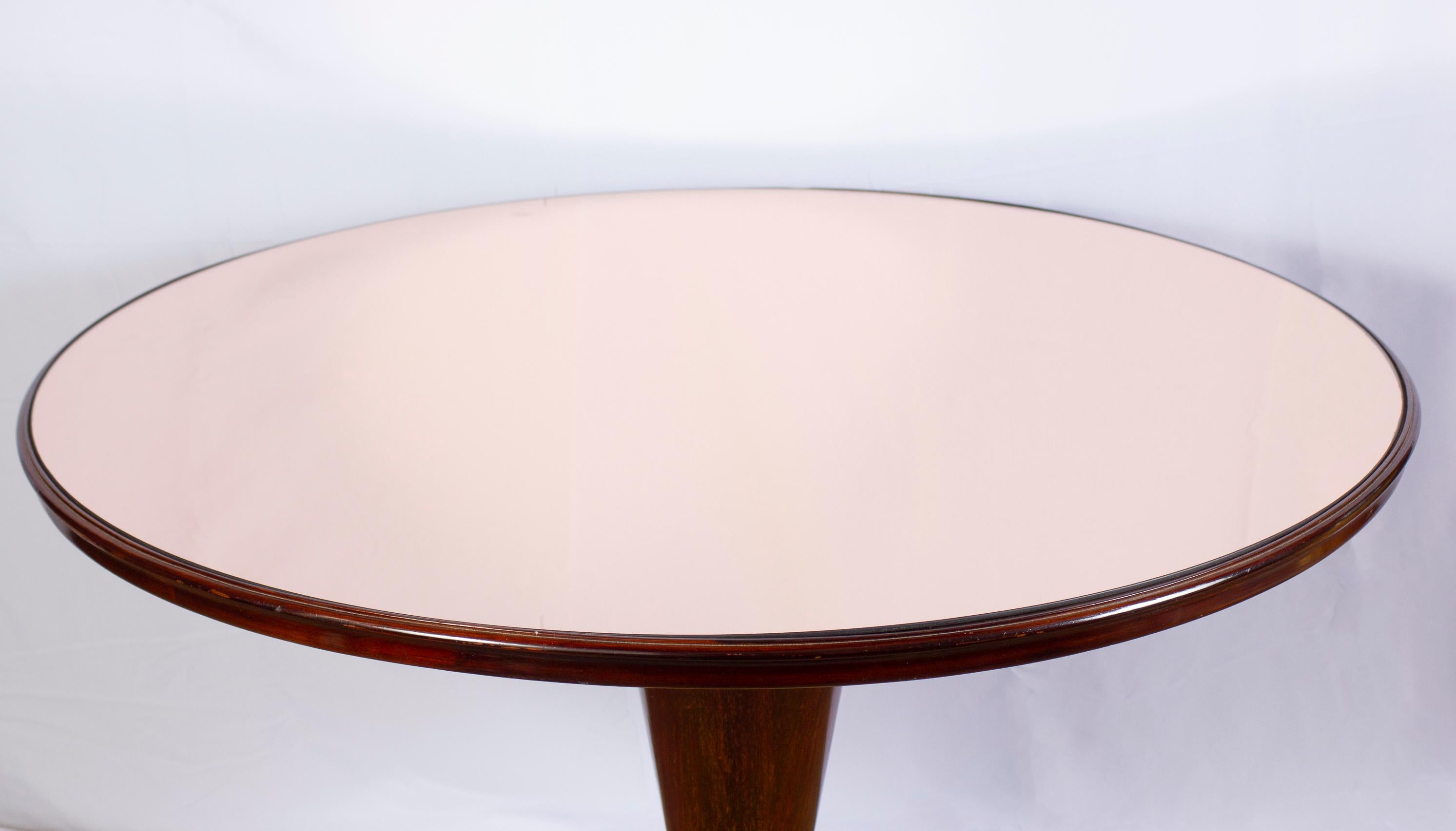 Art Glass Art Deco Pink Top Dining or Center Table Attributed. to Osvaldo Borsani 