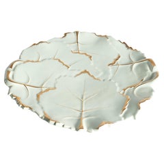 Art Deco Pistachio and Gold Leaf Plates Viloca Paris Caffarelli