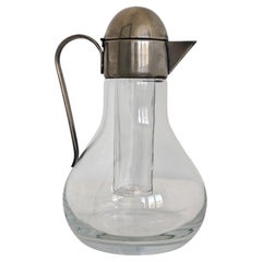Pichet Art déco avec bac à glaçons intégré, en verre et argent plaqué, Autriche