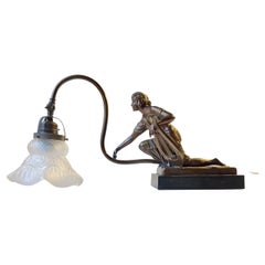 Antique Art Deco Pivoting Piano Lamp in Bronze, 1920s