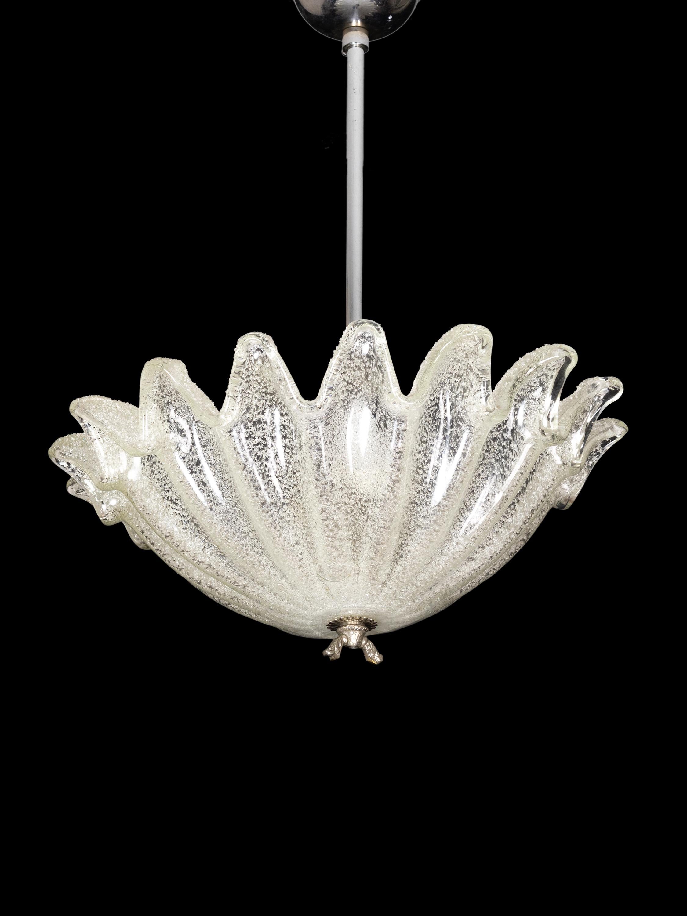 Lámpara de Techo Art Decó Plafond Vidrio Estilo Murano, Siglo XX Francés en venta