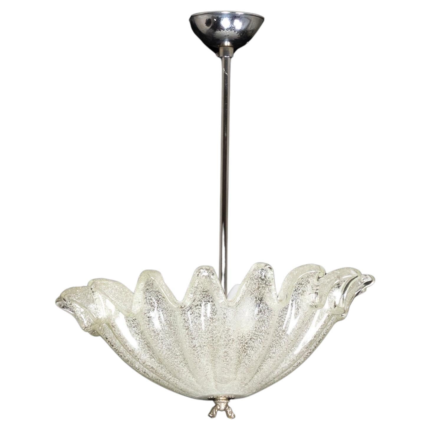Art Deco Plafond Ceiling Lamp Murano Style Glass, 20th Century