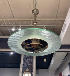 Art Deco Plafond in Glass and Polished Nickel
