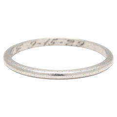 Art Deco Plain Wedding Band, Platinum, Ring Size 7.5, Stackable