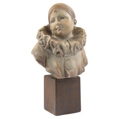 Art Deco Plaster Buste of a Young Pierrot Boy -  Giuseppe Carli