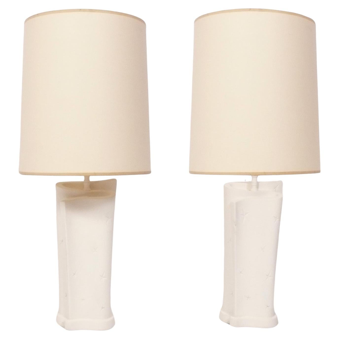 Art Deco Plaster Lamps 1940s Serge Roche Style Mid Century Modern Glamour