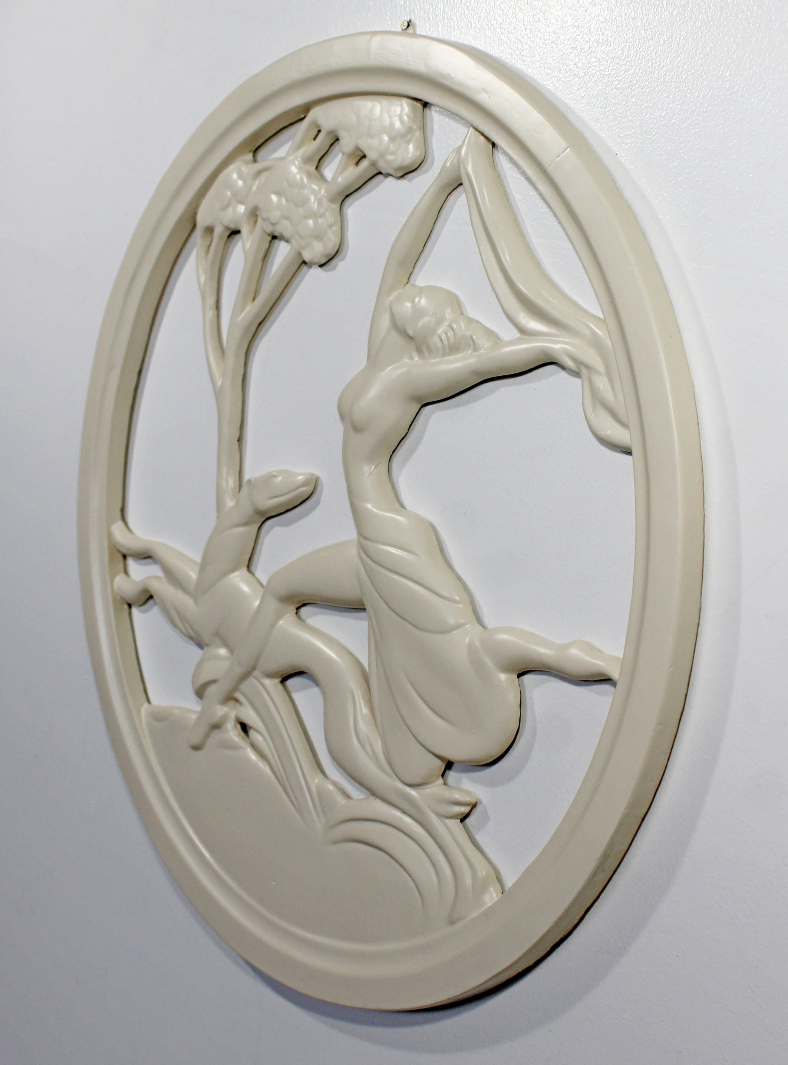 American Art Deco Plaster Medallion from New Orleans Brothel of a Female & Greyhound